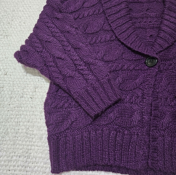 Jones New York Collection Purple Cable Knit Cardigan Sweater Size 1X - Picture 9 of 16